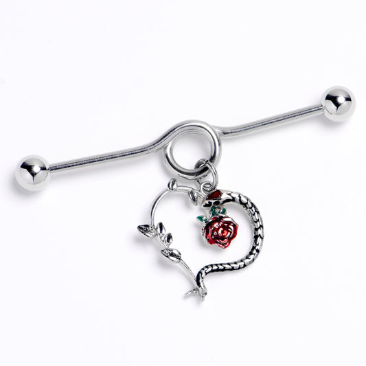 14G Snake Heart Flower Dangle Project Bar 38mm