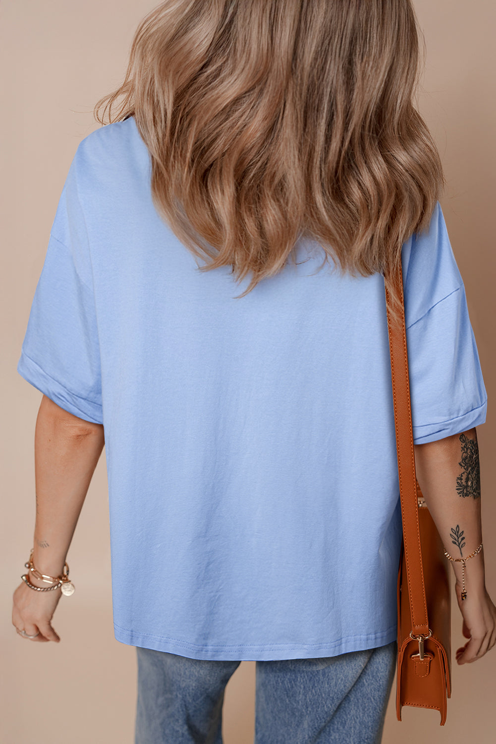 Loose Half Sleeve Hi Low Hem T-Shirt