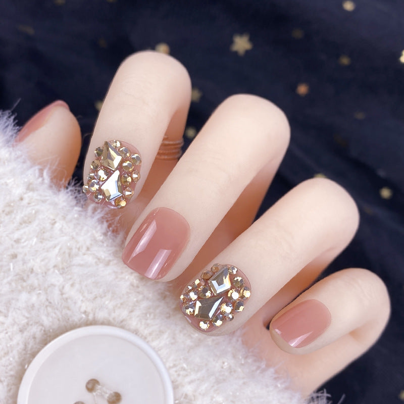 Champagne Gold Diamond Fake Nails