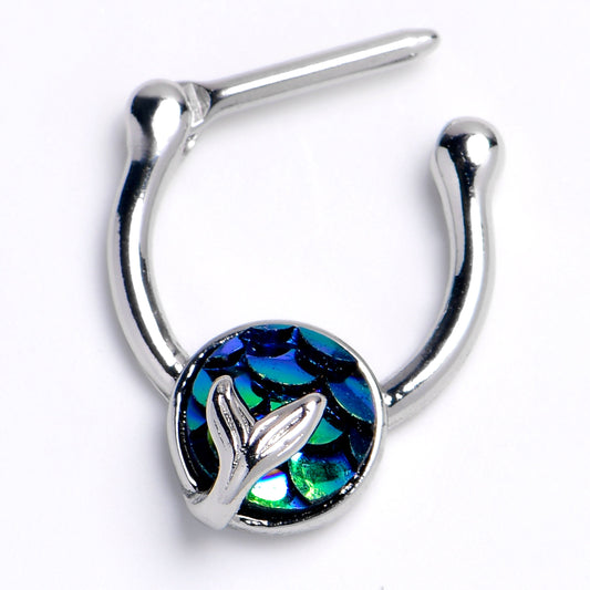 16G 3/8 Mermaid Dark Dark Blue Scale Tail Cartilage Clicker