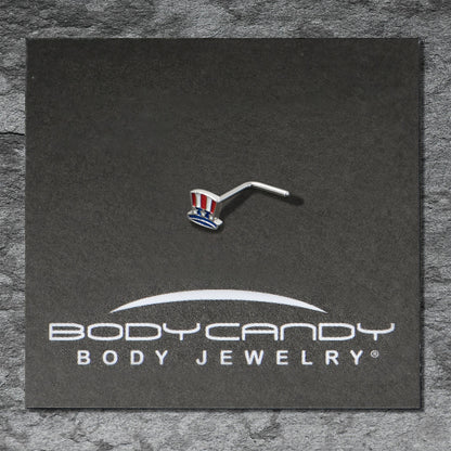 20G 7mm Patriotic Uncle Sam Top Hat L Shape Nose Ring