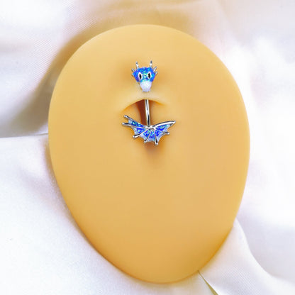Sea Monster Glitter Blue Double Mount Belly Ring