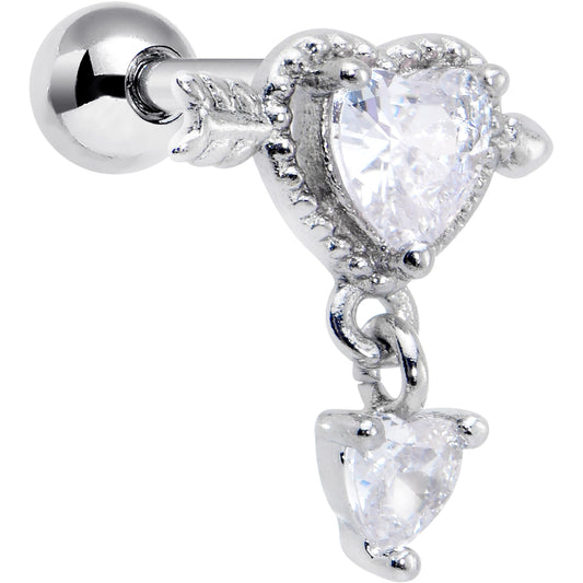 16G 1/4 Clear Gem Fusion of Love Arrow Heart Cartilage Earring