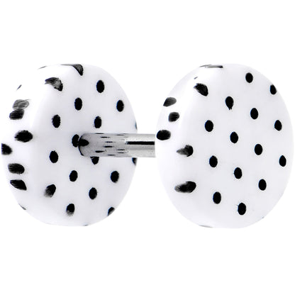 16G White Acrylic Polka Dots Black Cheater Plug Set