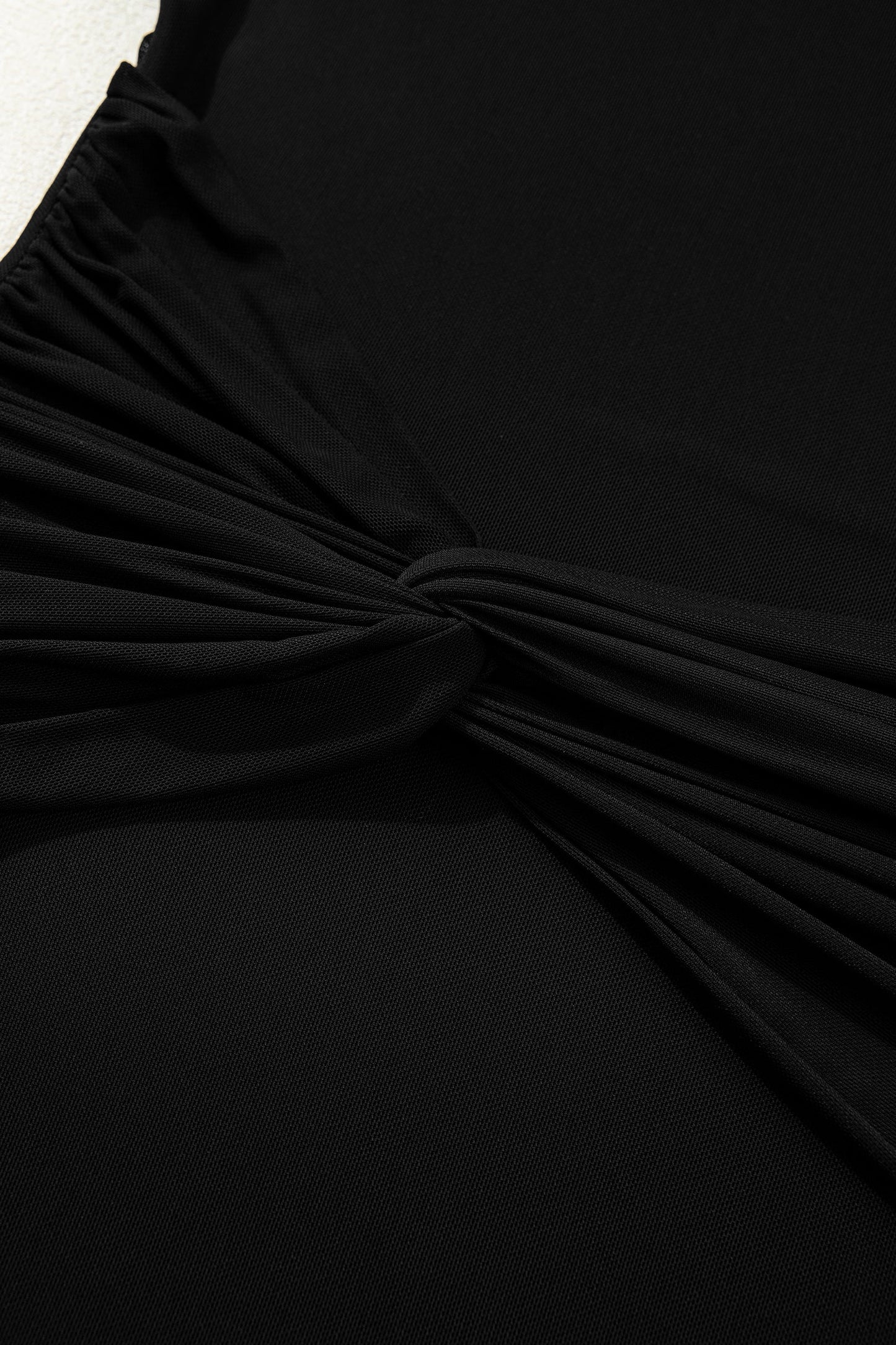 Sheer Mesh Twisted Knot Side Slit Dress