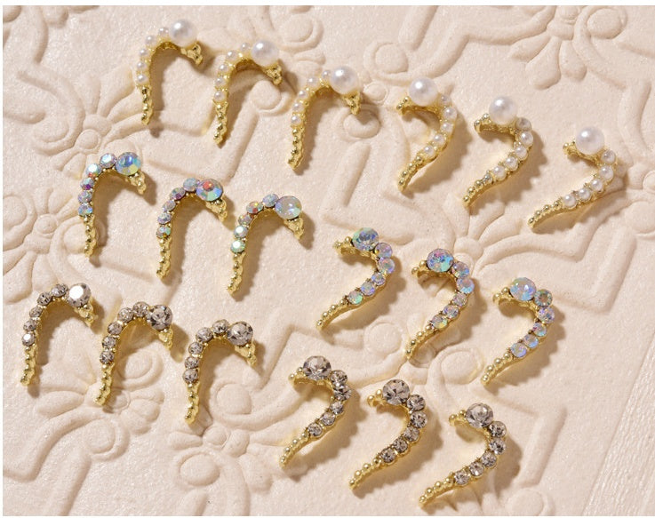 DIY Heart Alloy Rhinestone Nail Decorations