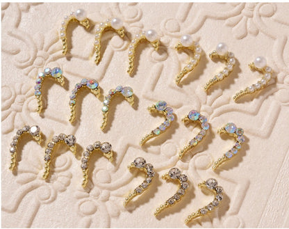 DIY Heart Alloy Rhinestone Nail Decorations