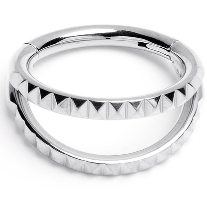 16G 5/16" 316L Steel Double Spike Precision Hinged Segment Ring