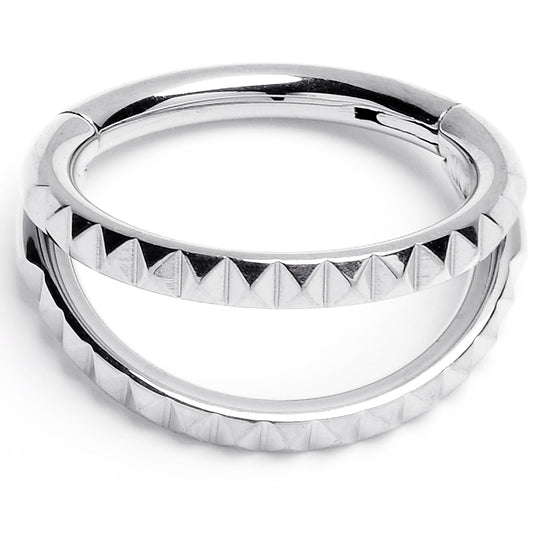 16G 5/16" 316L Steel Double Spike Precision Hinged Segment Ring