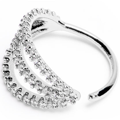 20G 3/8 Clear CZ Gem Faux Triple Hoop Nose Hoop