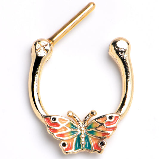 16G 5/16 Gold Tone Sunrise Butterfly Cartilage Clicker