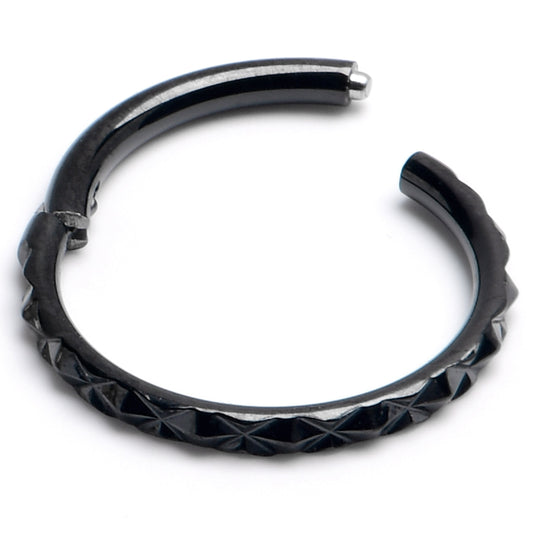 16G 3/8 Black Punk Texture Precision Hinge Segment Ring