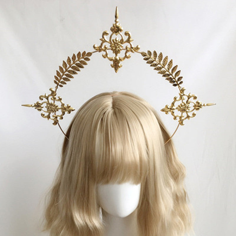 Golden Hair Ornament Feather Cross