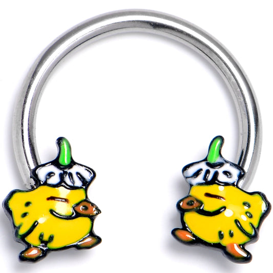 16G 3/8 Duck Flower Hat Horseshoe Circular Barbell
