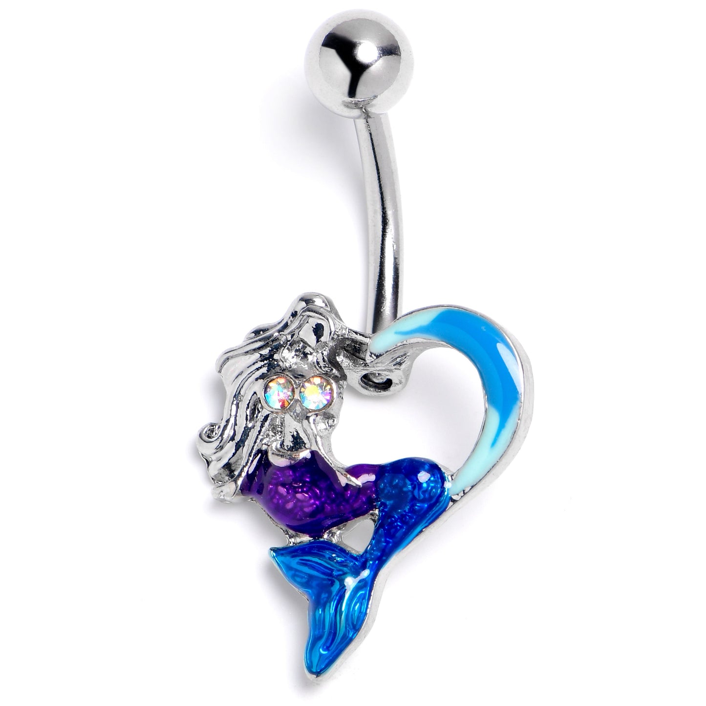 Mermaid Love Blues Heart Belly Ring