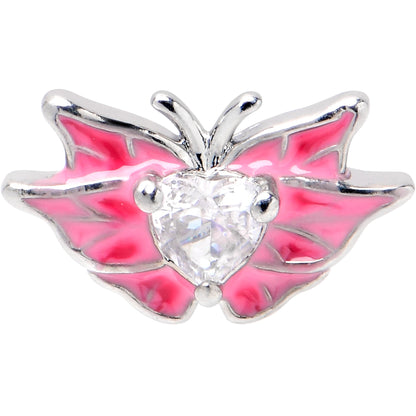 16G 1/4 Clear Gem Heart Pink Butterfly Cartilage Tragus Earring