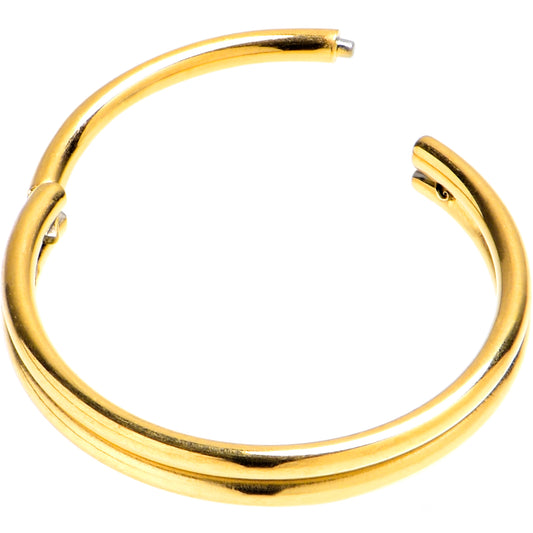 20G 3/8 Gold PVD 316L Surgical Steel Double Precision Hinged Segment Ring
