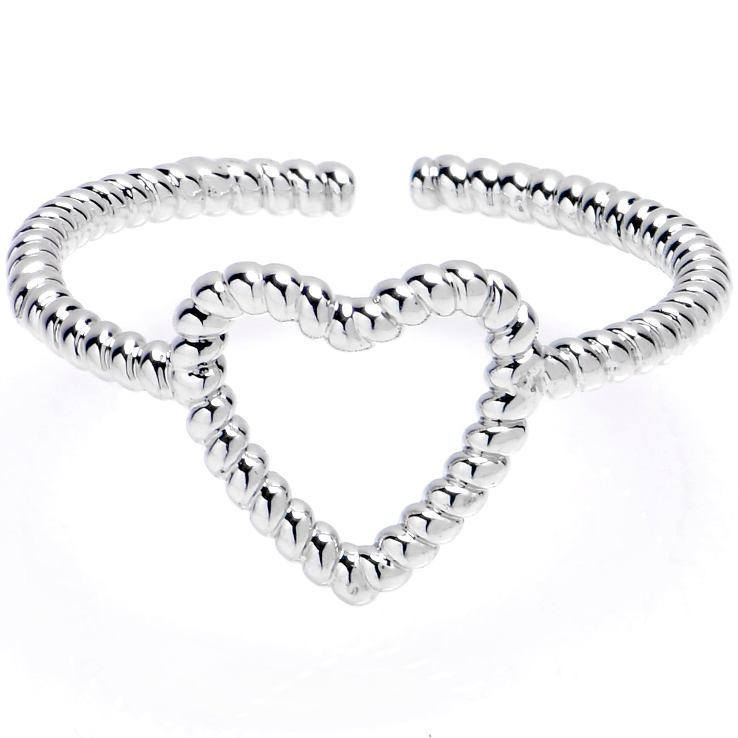 Textured Heart Open Adjustable Toe Ring