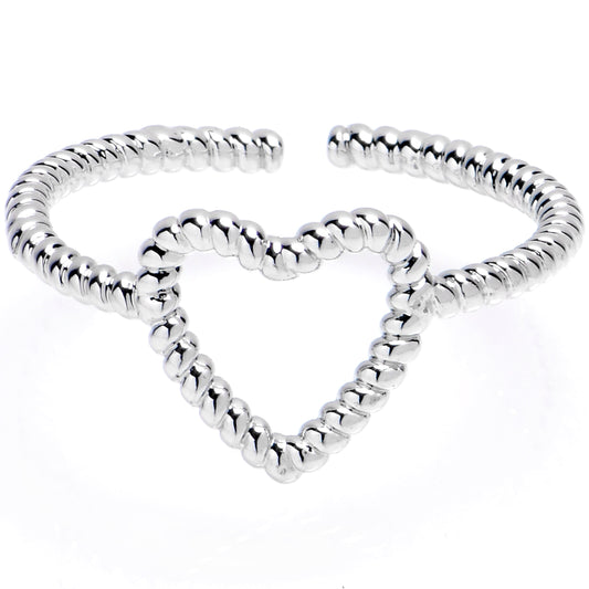 Textured Heart Open Adjustable Toe Ring