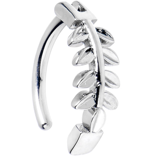 14G 3/8 Grade 23 Titanium Leafy Branch Hinged Hoop Belly Ring