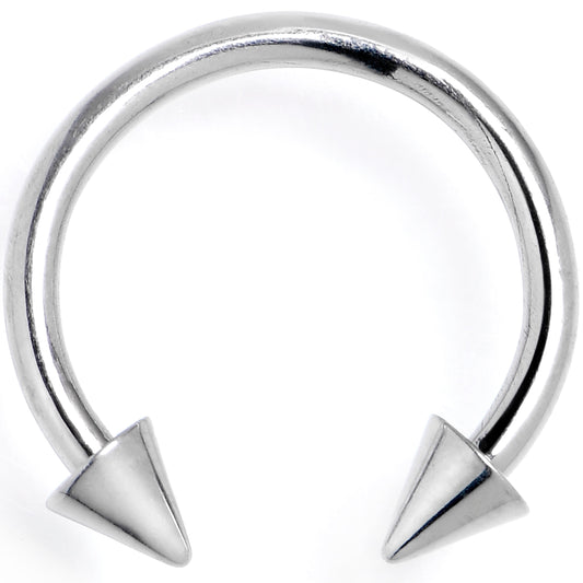 16G 3/8 G23 Titanium Punk Cone End Horseshoe Circular Barbell