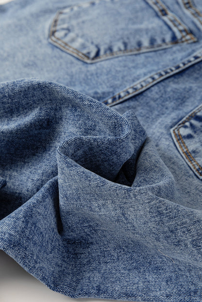 Solid Center-Seam High Waist Straight Jeans