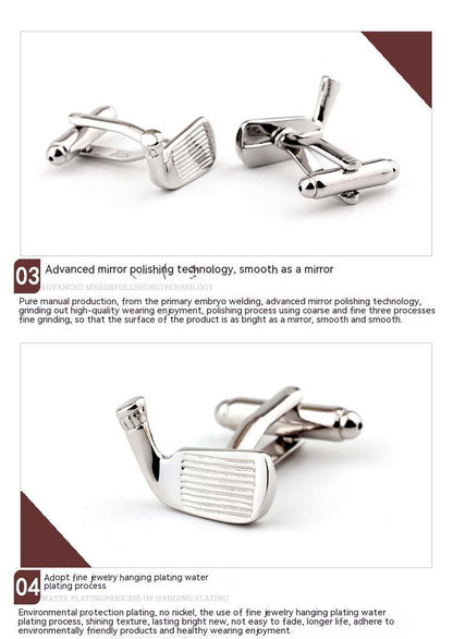 Golf Racket Shape Metal French Shirt Cufflinks