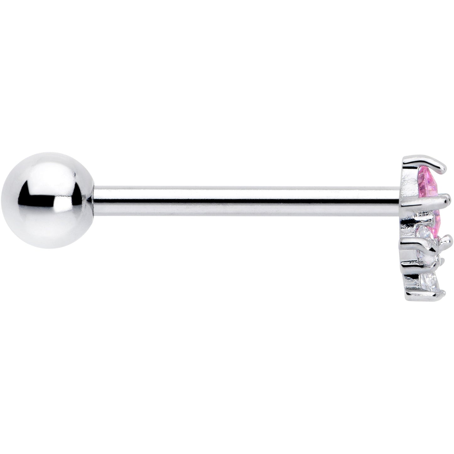 Pink Clear CZ Gem Rhombus Riot Barbell Tongue Ring