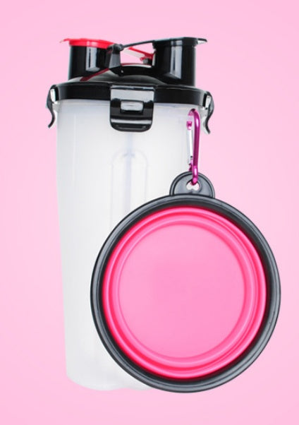 2-in-1 Pet Water Bottle Dispenser with Silicone Bowl