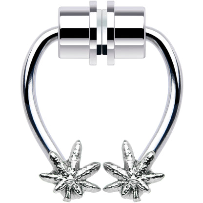 Pot Leaf Magnetic Septum Ring Horseshoe Non-Pierced Fake Nose Ring
