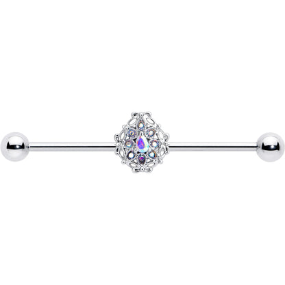 14G Aurora Gem Retro Sunburst Industrial Barbell 38mm