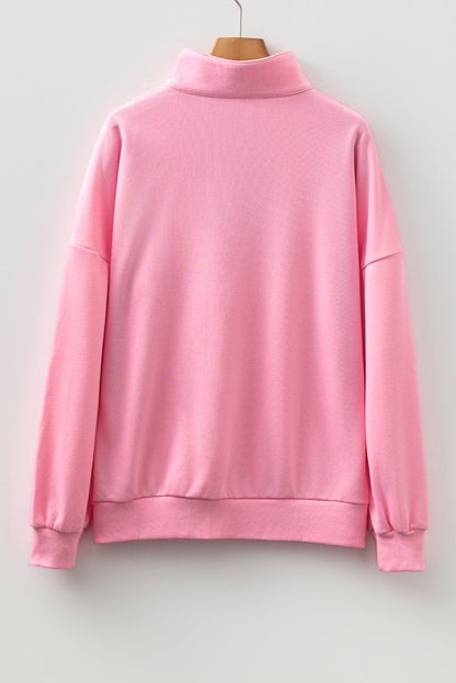 Stripe Contrast Collared Patchwork Sweatshirt