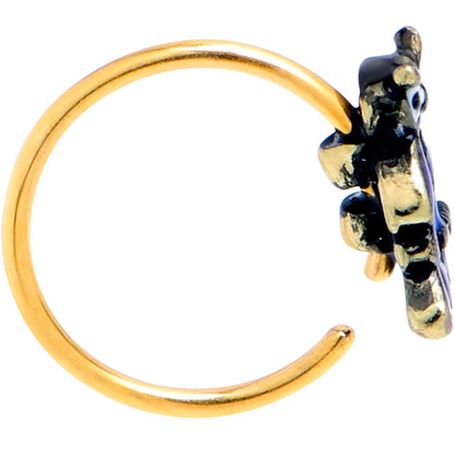 20G 5/16 Gold Tone Regal Owl Blue Nose Hoop