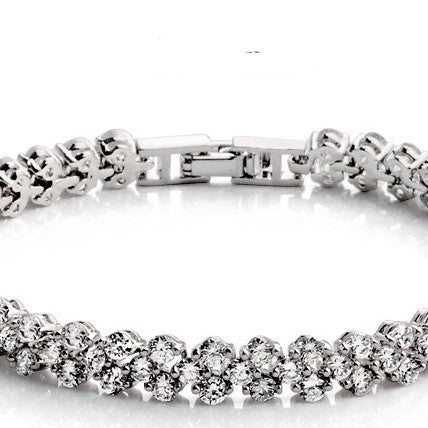 White Gold Plated Multi-Diamond Bracelet
