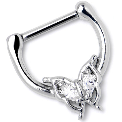 16G 5/16 Clear Gem Fancy Fab Butterfly Cartilage Clicker