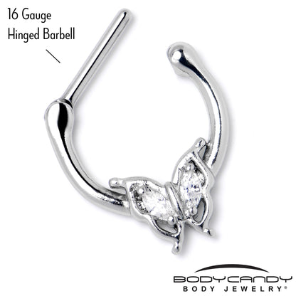 16G 5/16 Clear Gem Fancy Fab Butterfly Cartilage Clicker