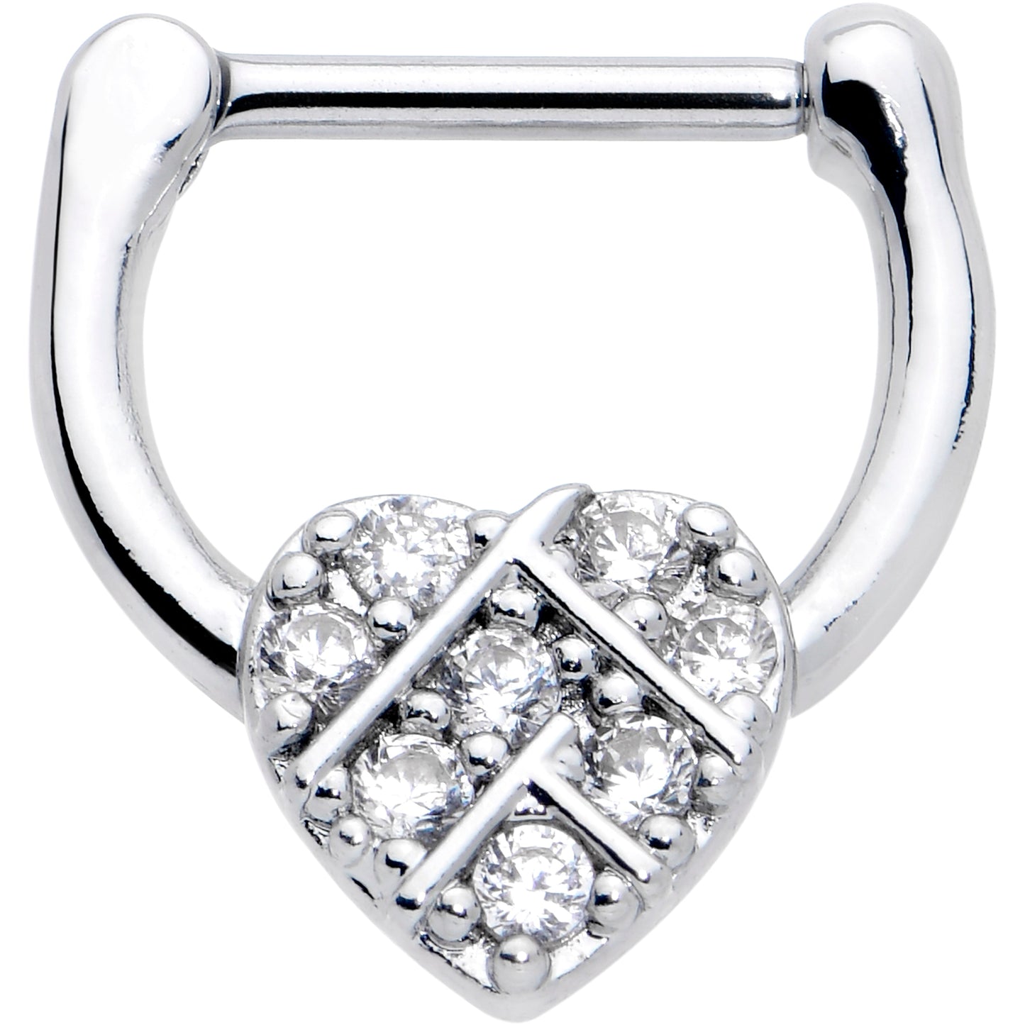 16G 1/4 Clear CZ Gem Lattice Heart Cartilage Clicker