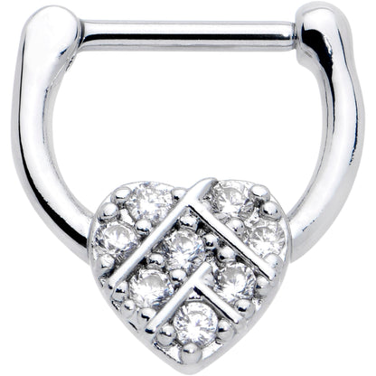 16G 1/4 Clear CZ Gem Lattice Heart Cartilage Clicker