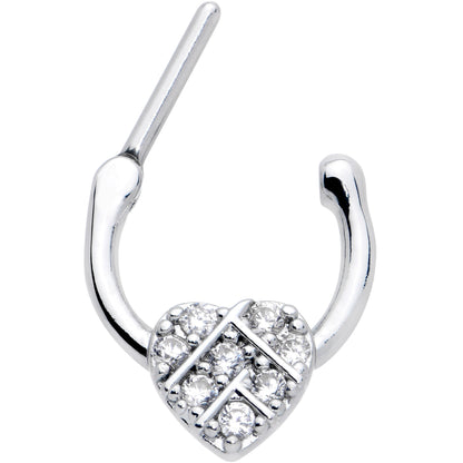 16G 1/4 Clear CZ Gem Lattice Heart Cartilage Clicker