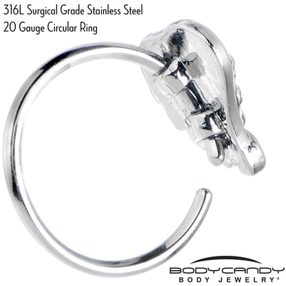 20G 5/16 Clear Gem Heavenly Heart Angel Wing Black Nose Hoop