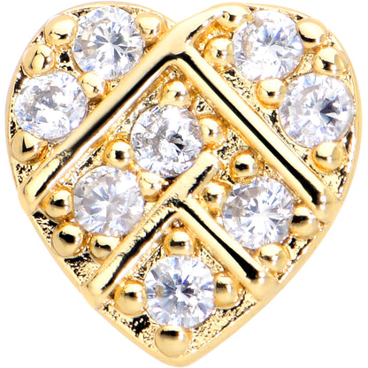 16G 1/4 Clear Gem Gold Tone Lattice Heart Cartilage Tragus Earring