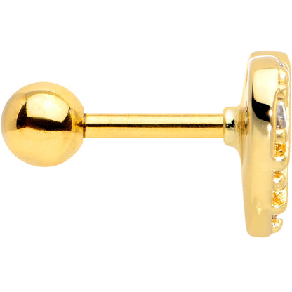 16G 1/4 Clear Gem Gold Tone Lattice Heart Cartilage Tragus Earring