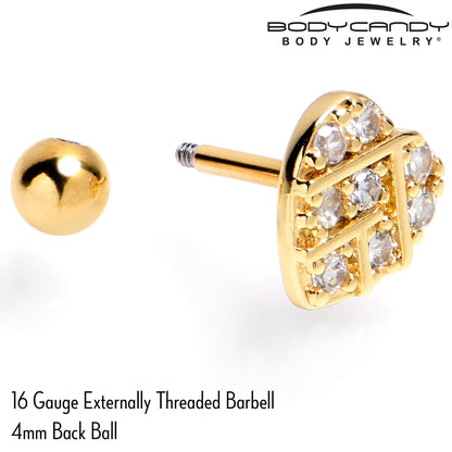 16G 1/4 Clear Gem Gold Tone Lattice Heart Cartilage Tragus Earring