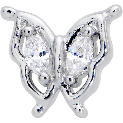 16G 5/16 Clear Gem Fancy Fab Butterfly Internally Threaded Labret