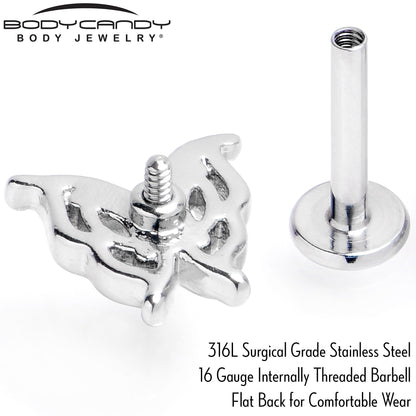 16G 5/16 Clear Gem Fancy Fab Butterfly Internally Threaded Labret