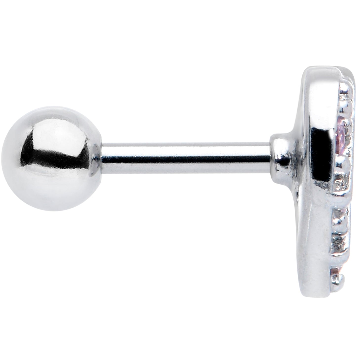 16G 1/4 Pink CZ Gem Lattice Heart Cartilage Tragus Earring