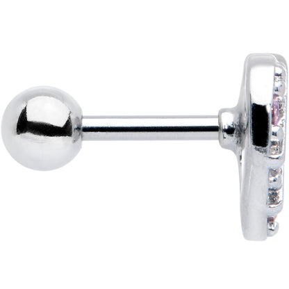 16G 1/4 Pink CZ Gem Lattice Heart Cartilage Tragus Earring