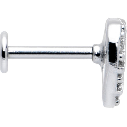 16G 5/16 Clear CZ Gem Lattice Hear Internally Threaded Labret