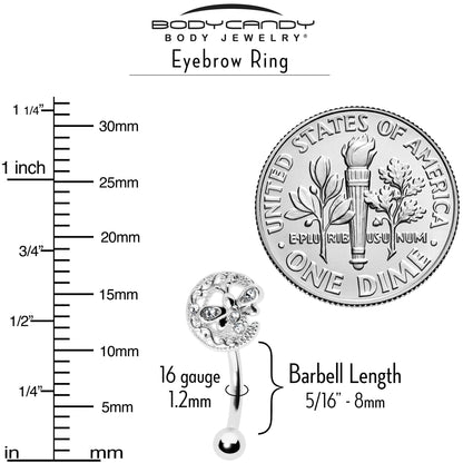 16G 5/16 Clear Gem Lunar Dragonfly Curved Eyebrow Ring