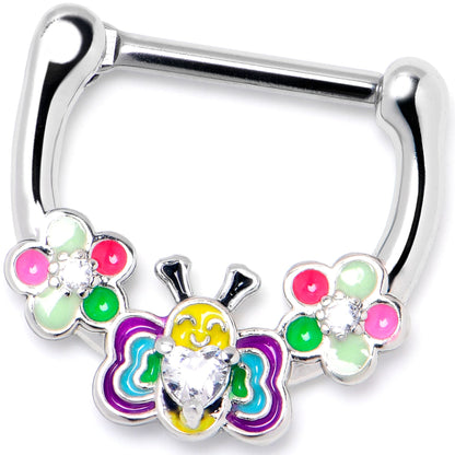 16G 5/16 Clear CZ Gem Butterfly Love Bug Flower Cartilage Clicker
